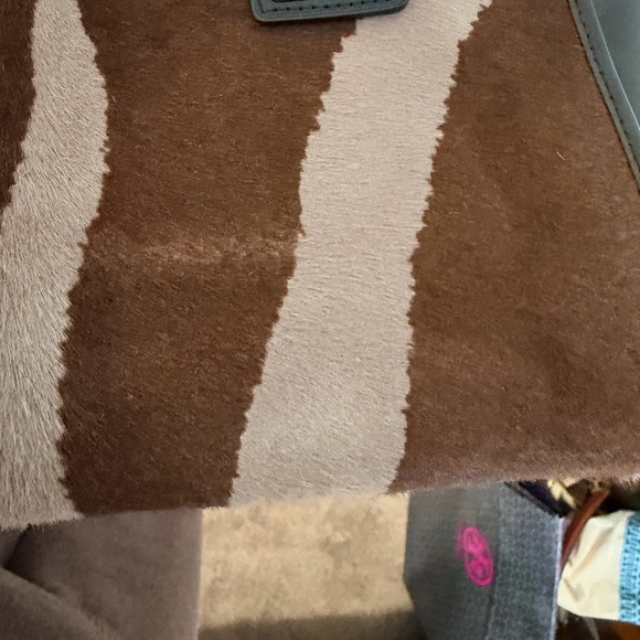 Coach Zebra Print Satchel in Brown and Black - Picture 4 of 14